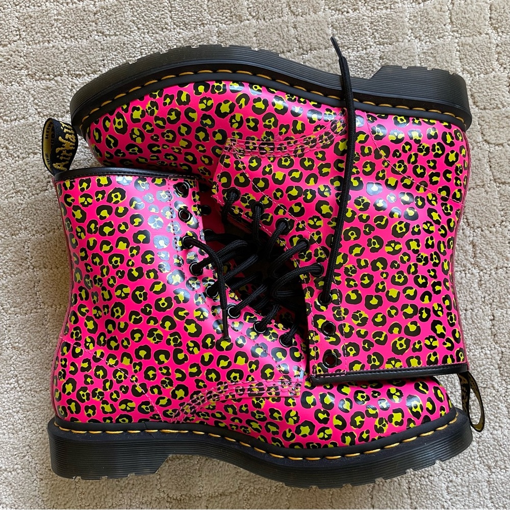 Doc Martens Pink Leopard Print Boots